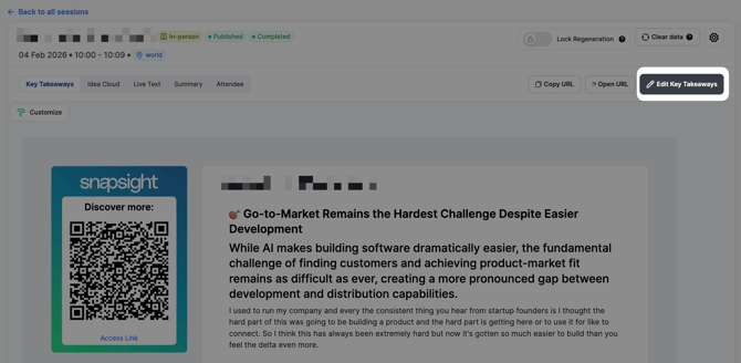 click on edit takeaways