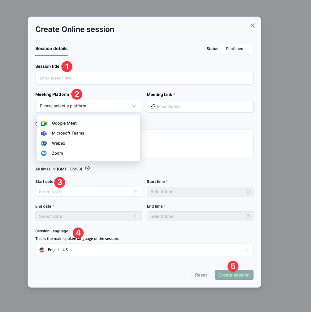 Online Session Setup